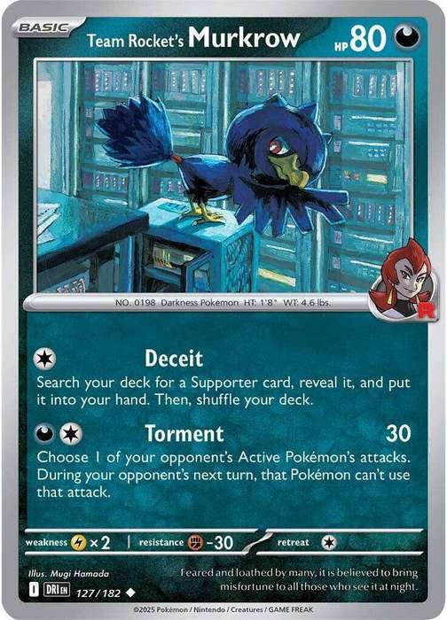127/182 - Team Rocket's Murkrow (None Holo)