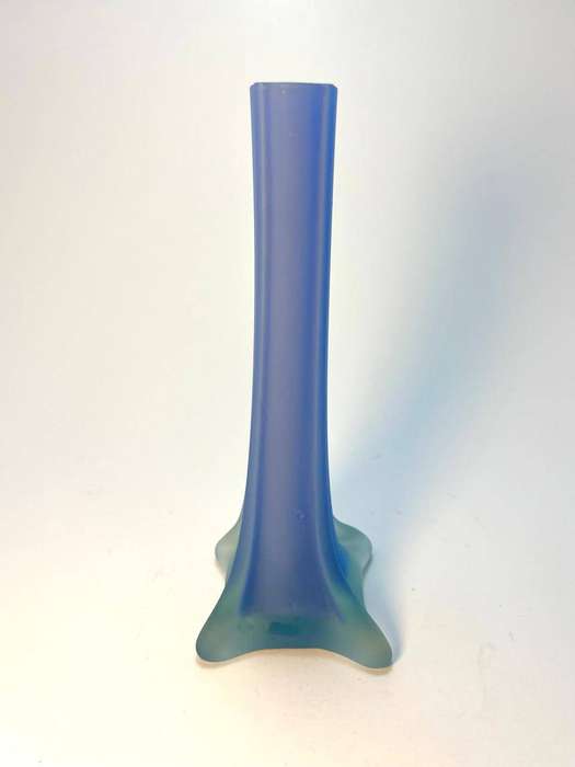 Vintage 1960s Slim Glass Vases  Retro Periwinkle in Satin Blue Designs