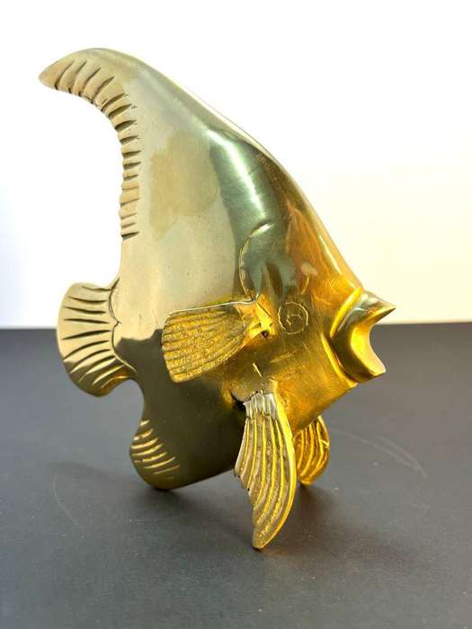 Vintage Brass Angel Fish Statue  Gatco Solid Brass Figurine / Paperweight