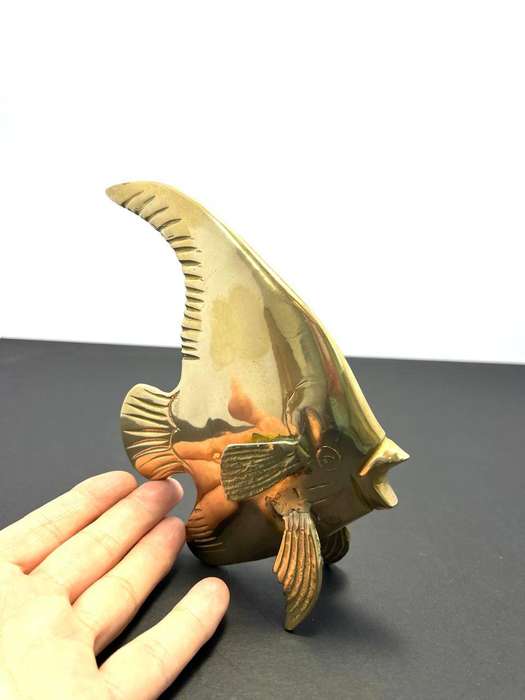Vintage Brass Angel Fish Statue  Gatco Solid Brass Figurine / Paperweight