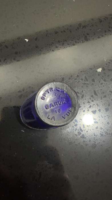 1920s Optrex Garde La Vue Blue Cobalt Glass Eye Wash Cup