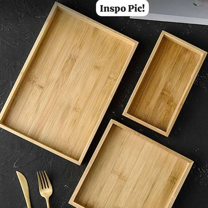 JUNIOR TRANDING /NEW  3 PC WOODEN TRAY SET
