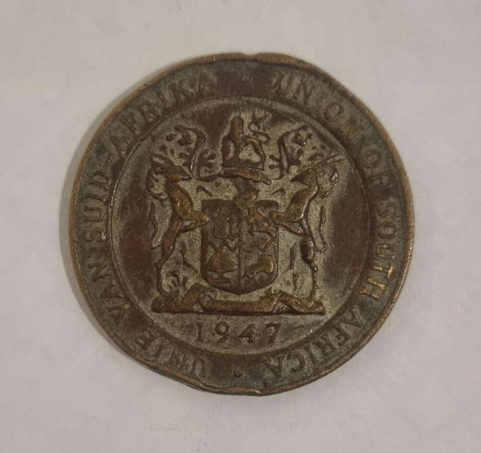 Rare 1947 South Africa Royal Visit 1 Penny  Historical Commemorative Coin
