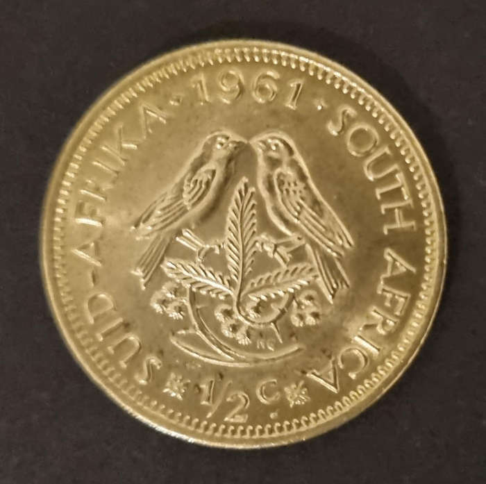 Shiny Gold Colored 1961 ½ Cent Coin