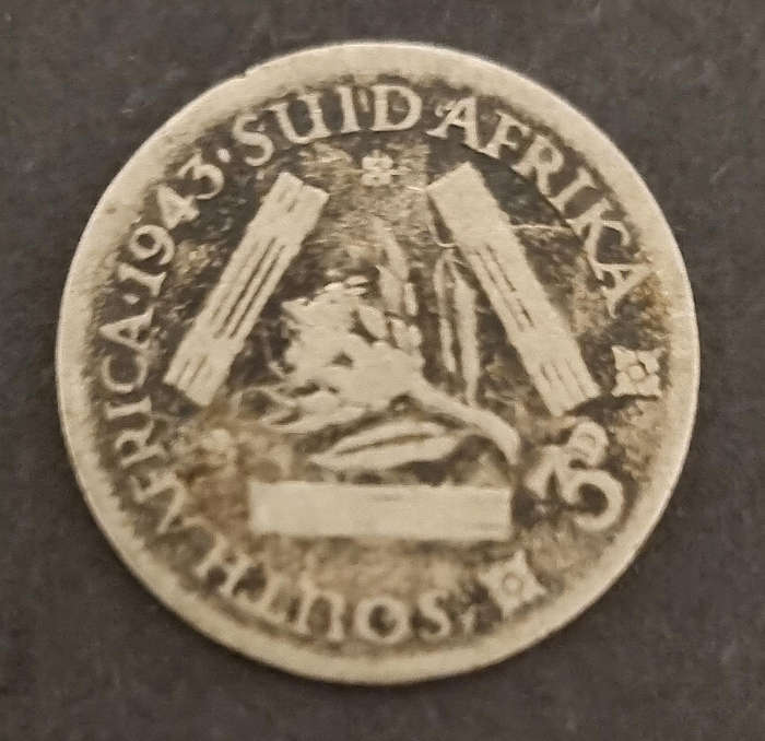 1943 3 Pence  Well-Aged King George VI Historic Collectible