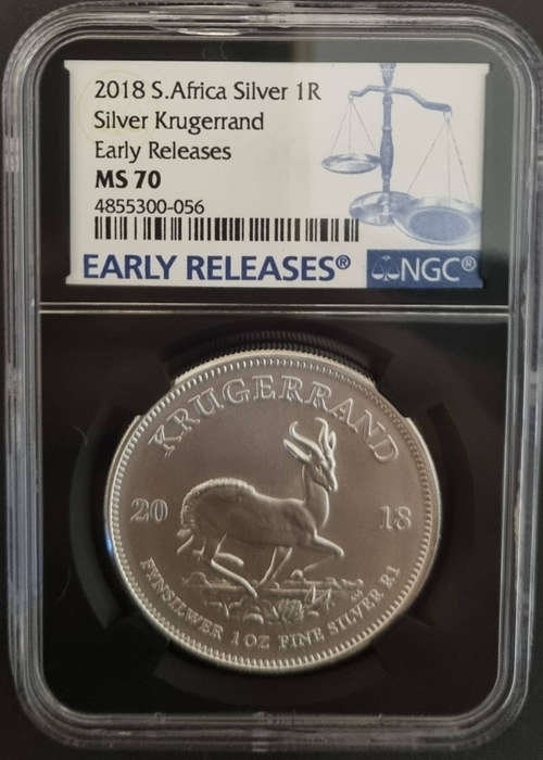 2018 South Africa Silver Krugerrand 1oz  NGC MS70 Early Releases