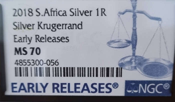 2018 South Africa Silver Krugerrand 1oz  NGC MS70 Early Releases