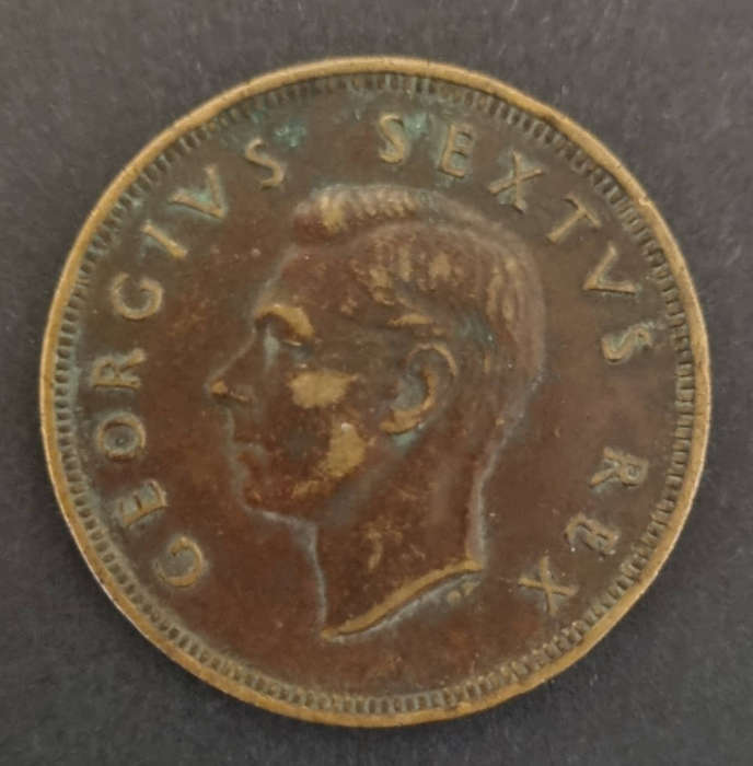 1952 South Africa 1 Penny  King George VI  Vintage Bronze Coin