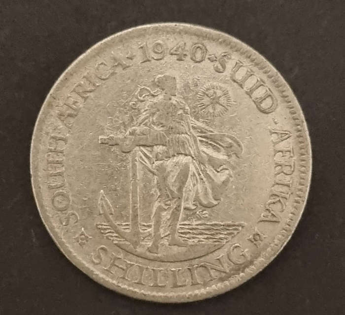 1940 South Africa 1 Shilling  King George VI  Beautiful Tarnish