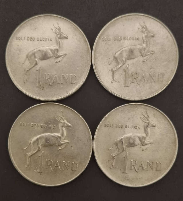 4 × 1966 Afrikaans R1 coins