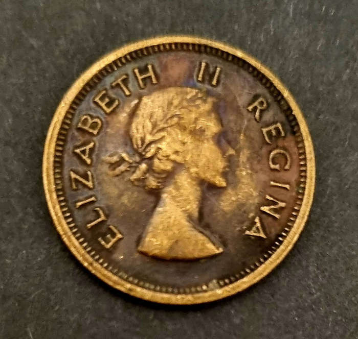 1955 South Africa ¼ penny  Queen Elizabeth II  well worn & beautifully toned