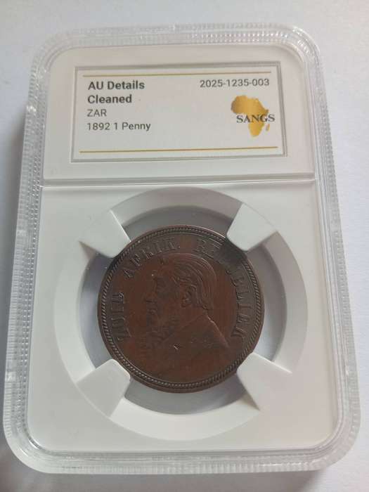 1892 1 Penny AU details Cleaned