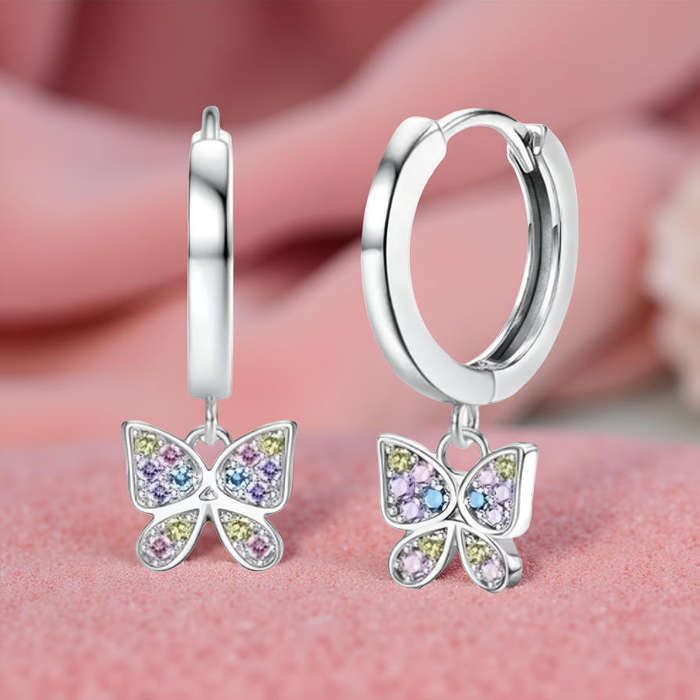 Butterfly Hoop Stainless Steel Earrings for Girls