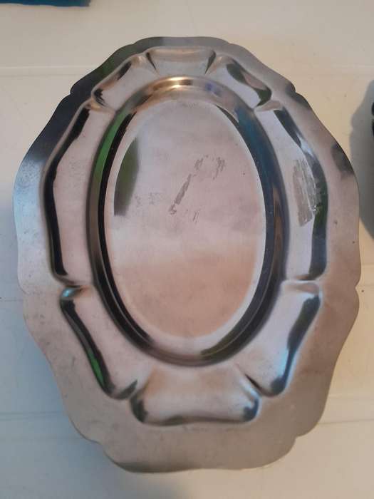 Set of 3 Inox France Stainless steel tray - 20x13cm - Vintage flat serving platters.