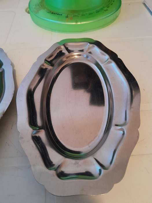 Set of 3 Inox France Stainless steel tray - 20x13cm - Vintage flat serving platters.