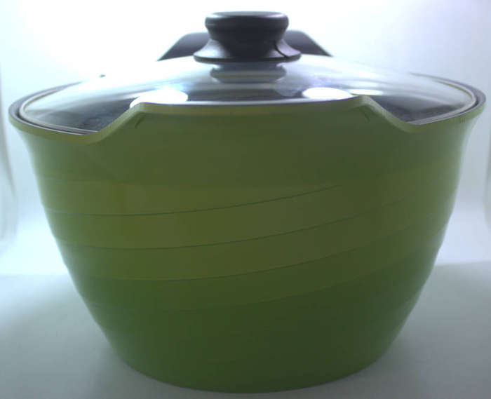 Bauer Cookware Cast Aluminium Large 28.0cm Jade Green Casserole Pot with Glass Lid
