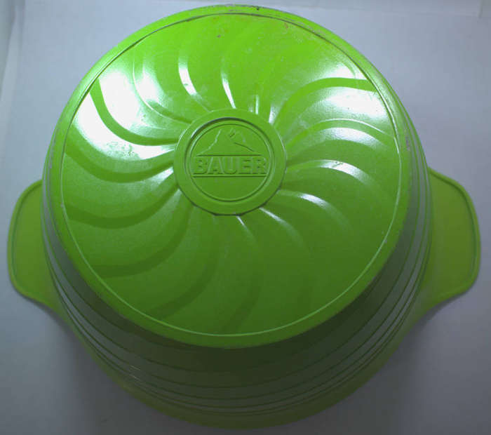 Bauer Cookware Cast Aluminium Large 28.0cm Jade Green Casserole Pot with Glass Lid