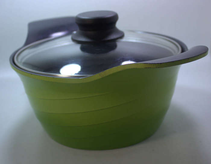 Bauer Cookware Cast Aluminium Medium 21.0cm Jade Green Casserole Pot with Glass Lid