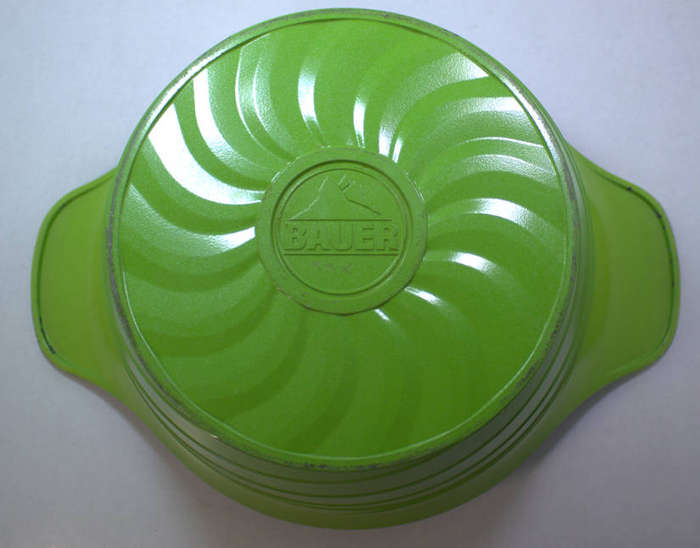 Bauer Cookware Cast Aluminium Medium 21.0cm Jade Green Casserole Pot with Glass Lid