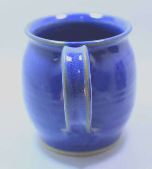 4 x Blue Stoneware Coffee Mugs