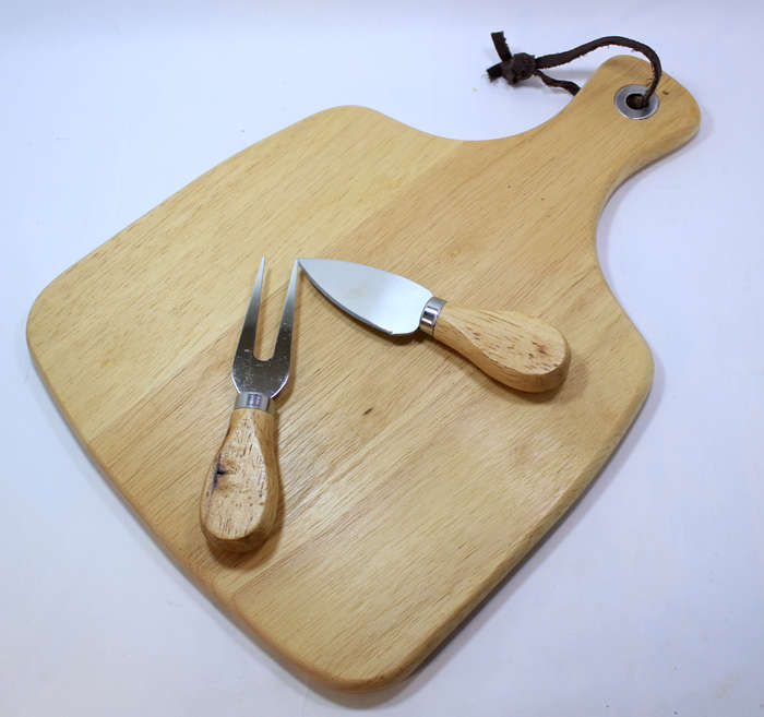 Hafele Cheese Charcuterie Board with Cutting Knife and Fork in Display Case