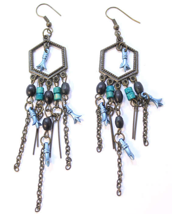 Pair of Vintage Style Evening Wear Beaded Drop Earrings