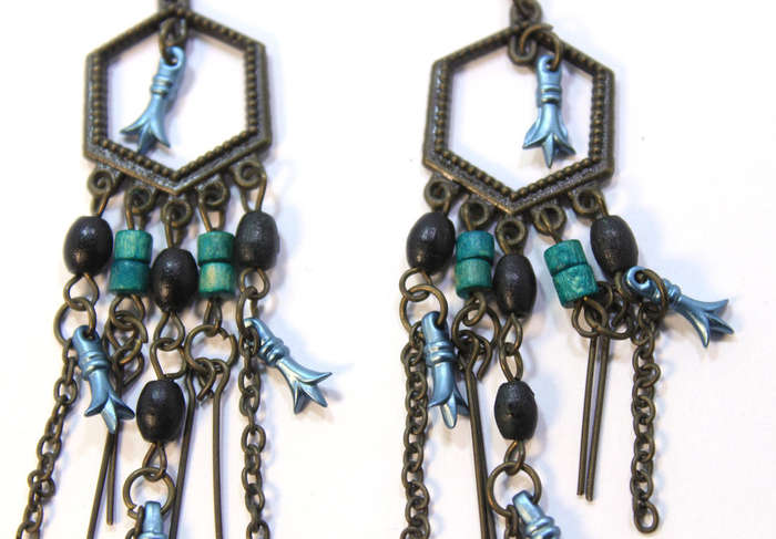 Pair of Vintage Style Evening Wear Beaded Drop Earrings