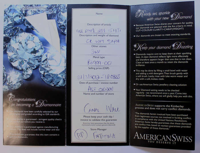 American Swiss Certified CR White Sapphire and Sterling Silver Ring