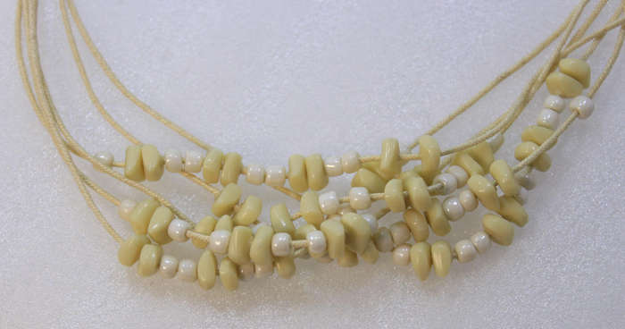 6 Layered Wheat Coloured Beaded Necklace