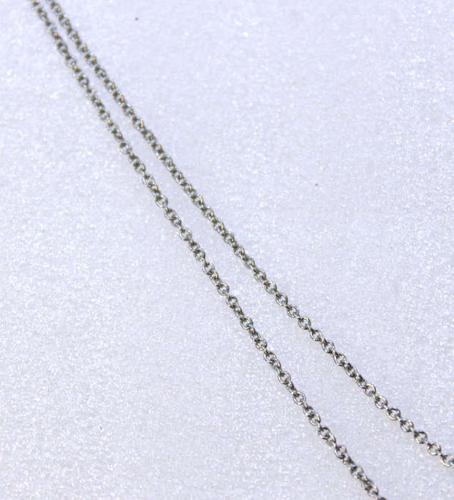 Slim Silver Chain Necklace with Large Rhinestone Pendant