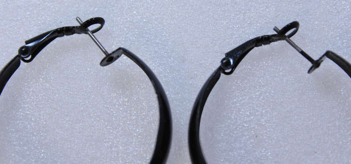 Pair of Large Hooped Black Evening Wear Earrings