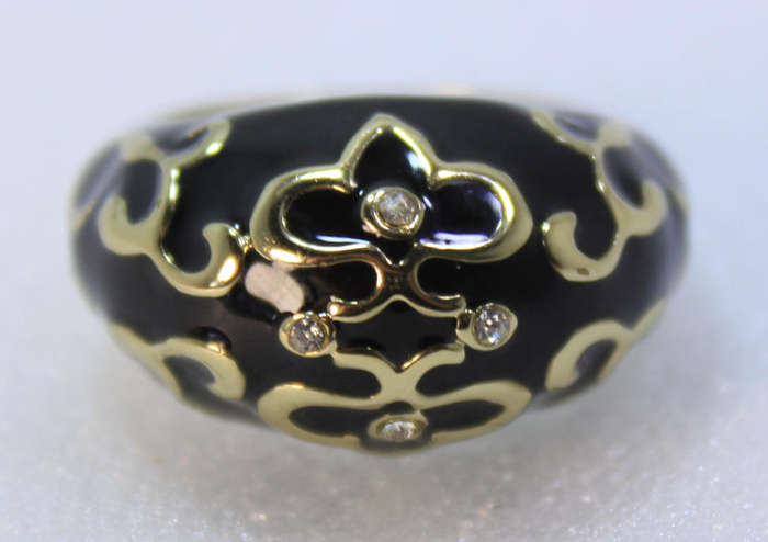 Large Face Black and Gold Decoration Dress Ring by Avon