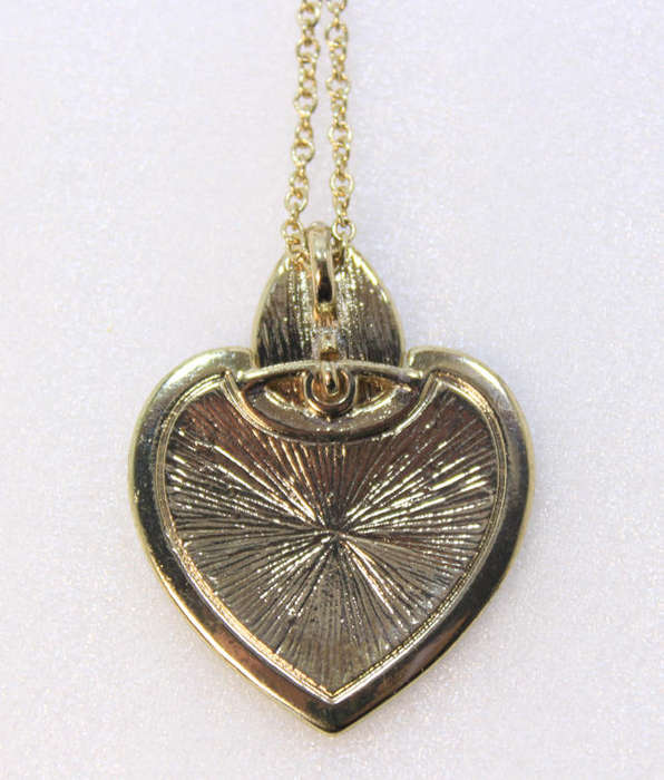 Black and Gold Pendant Necklace with Heart Shaped Pendant by Avon