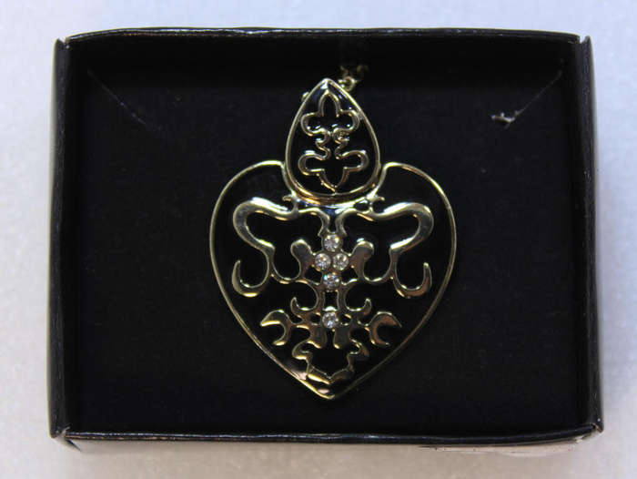 Black and Gold Pendant Necklace with Heart Shaped Pendant by Avon