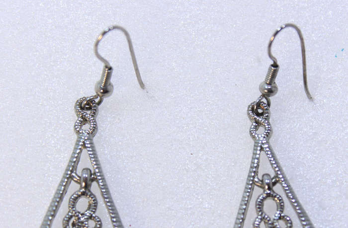 Pair of Silver and Rhinestone Gem  Tear Drop Earrings for Evening Wear