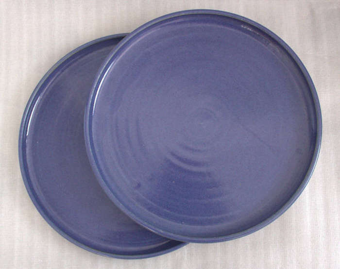 2 x Large Blue 30.0cm Stoneware Pizza Plates