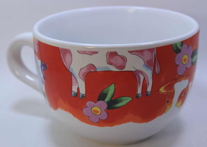 Large Soup Bowl and Matching Side Plate, Farmyard Animals Pattern by Century Stoneware