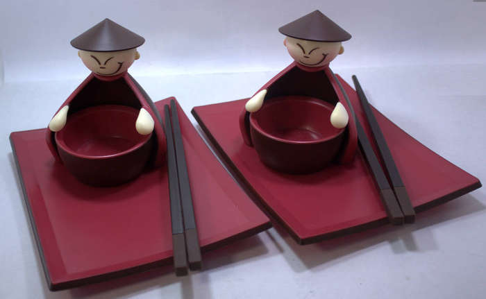 2 x Jo!e Sushi Bowl and Underplates with Chopsticks for Childrens Playtime
