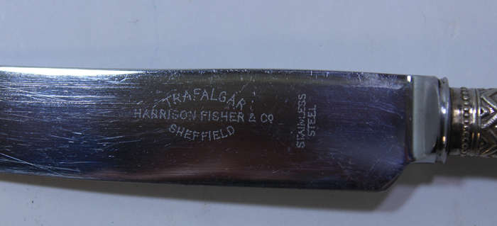 Trafalgar Steak Knives & Forks by Harrison Fisher & Co, S/Steel and Horn Handles In Case