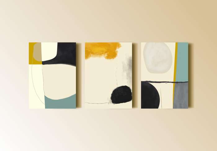 Abstract Art - Canvas Wall Art Set of 3 (A2 Size)