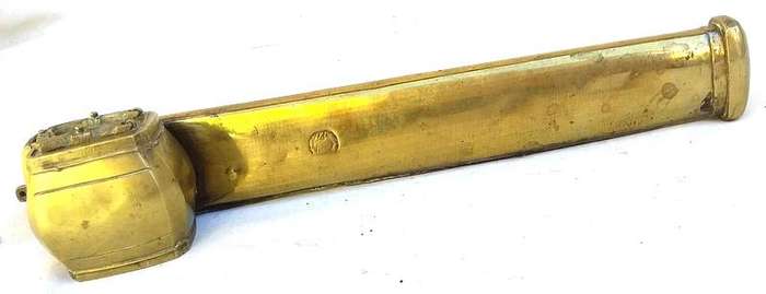 Antique 1800's middle Eastern/Islamic Scribe's Brass inkwell with Pen Holder