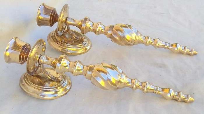 Art Deco Brass Wall mounted Candle Holders