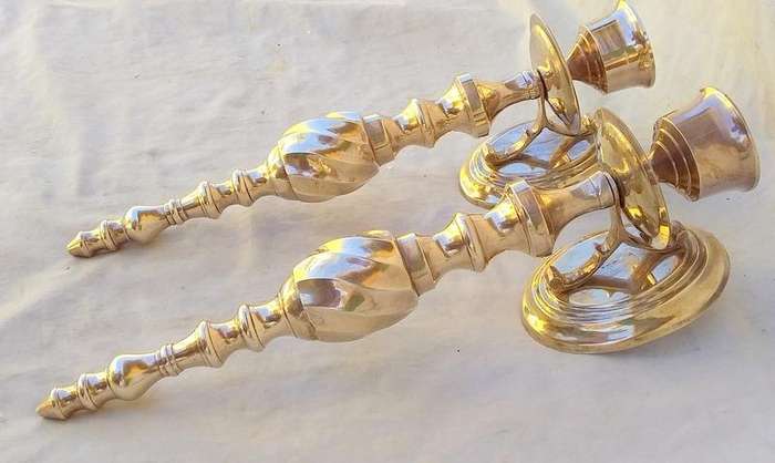 Art Deco Brass Wall mounted Candle Holders