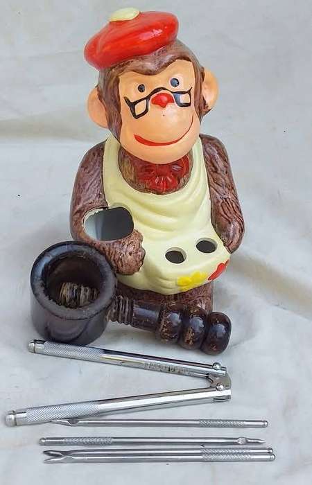 Ceramic Monkey Themed Nut cracker stand