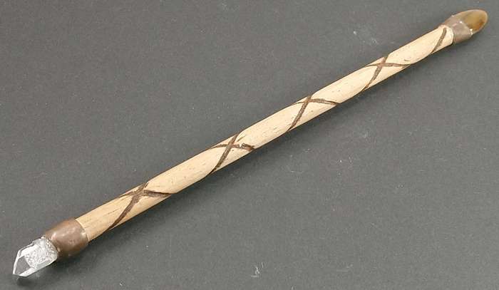 Handcrafted Genuine Clear Quartz, Tigers-Eye and Wood Healing Wand.