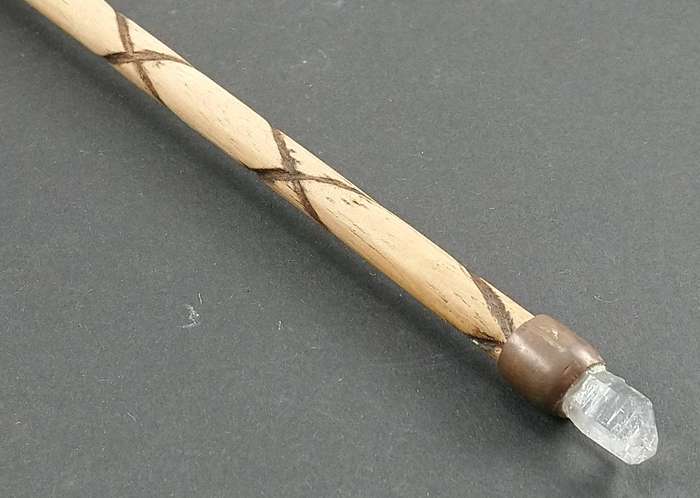 Handcrafted Genuine Clear Quartz, Tigers-Eye and Wood Healing Wand.
