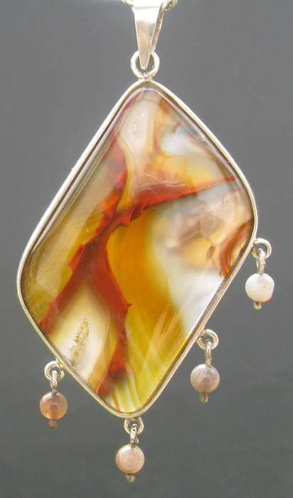 Handcrafted Natural Agate Gemstone Solid Sterling Silver Pendant