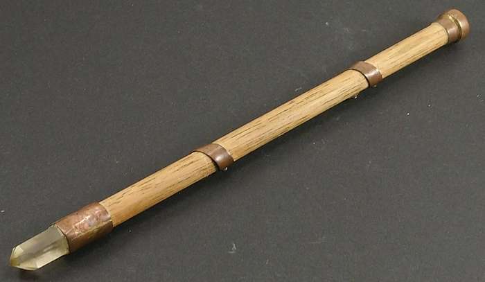 Handcrafted Genuine Clear Quartz, Blue Tigers-Eye and Wood Healing Wand.