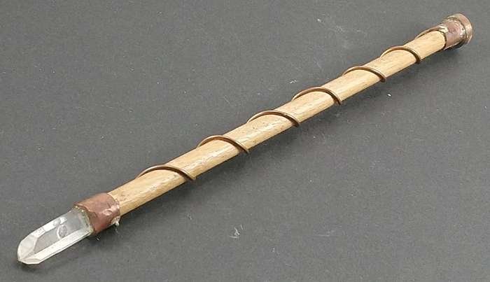 Handcrafted Genuine Clear Quartz, Tigers-Eye and Wood Healing Wand.