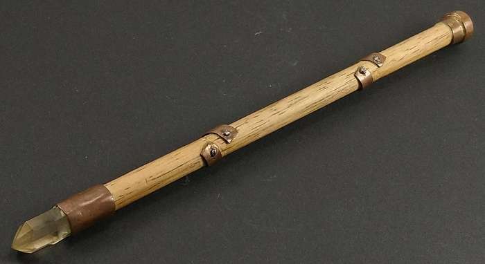 Handcrafted Genuine Clear Quartz, Blue Tigers-Eye and Wood Healing Wand.